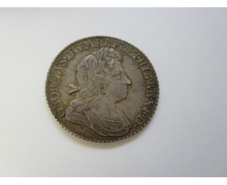 George I,Shilling, 1721/0, first laureate and draped bust right, R.Crowned cruciformed shields, roses and plumes in angles (S
