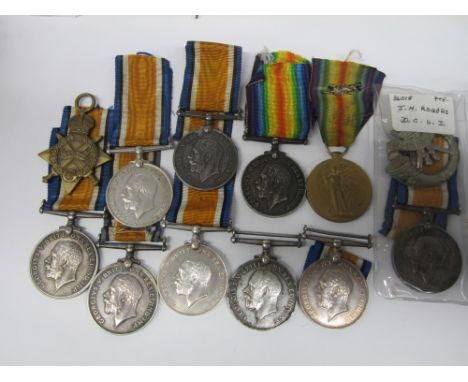 World War One Medals,1914-15 Star (18 Pte W.Trebble. R.Newf'd R.). British War Medal (28402 Pte.H.T.Yelland. Som.L.I.; 19348 