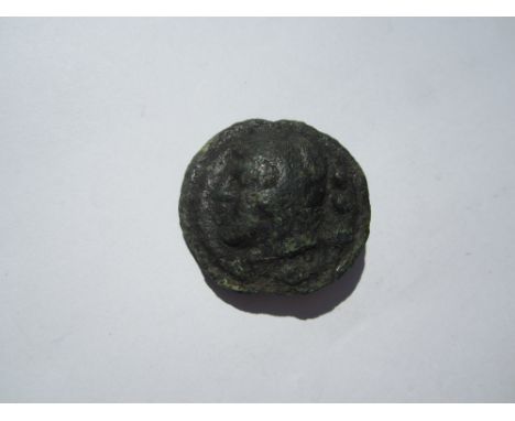 Roman Republic 225-217 BC,Aes grave, quadrans, 64g. O. head of Hercules left, clad in lion skin, three pellets behind, R.prow
