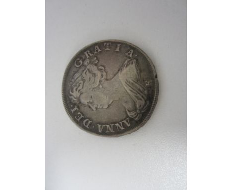 Anne,Halfcrown, 1708, draped bust left, E below, R.Crowned cruciform shields SEPTIMO (S.3605).  Small nick at 6 o'clock, gene