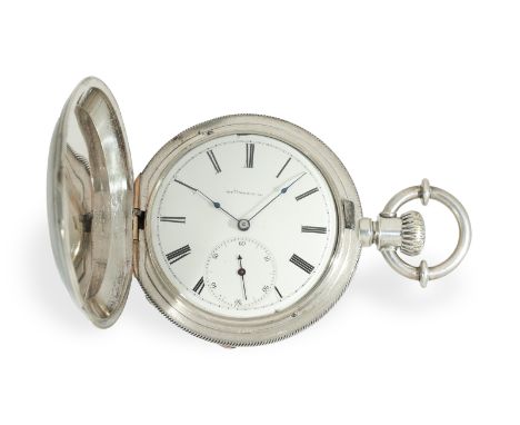 Taschenuhr: Frühe, besonders schwere IWC "Jones" im schweren Coin-Silbergehäuse, ca. 1873: Ca. Ø 55mm, ca. 143g, originales S