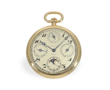 äußerst wertvolle, astronomische Taschenuhr mit ewigem Kalender und Mondphase, Leroy/ Audemars Piguet um 1910: Ca. Ø 45mm, ca