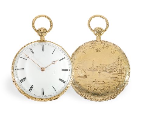 Taschenuhr: Rarität, ganz frühe Vacheron &amp; Constantin mit Repetition und seltenem Gehäuse, ca. 1840: Ca. Ø 43mm, ca. 51,5