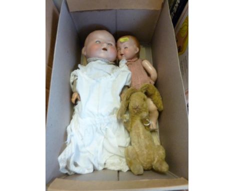 AN ARMAND MARSEILLE BISQUE HEAD BABY DOLL, nape of neck marked 'A.M. Germany. Number is unreadable but possibly 351.K', sleep