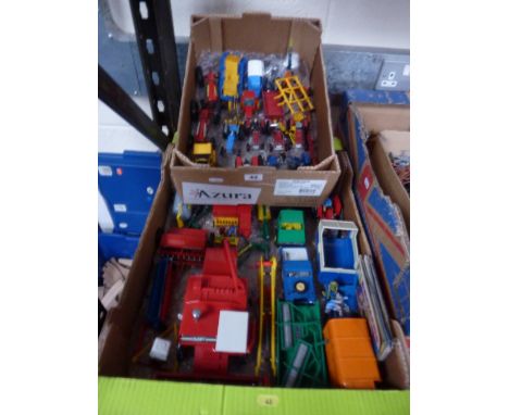 A QUANTITY OF UNBOXED AND ASSORTED PLAYWORN DIECAST TRACTORS AND OTHER FARM EQUIPMENT, to include Britains Massey Ferguson 76