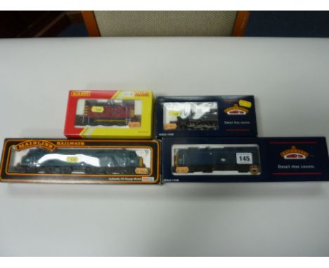 FOUR BOXED OO GAUGE LOCOMOTIVES, Bachmann Class 24 diesel locomotive, No. 5087, B.R. blue livery (32-428), Bachmann Ivatt tan
