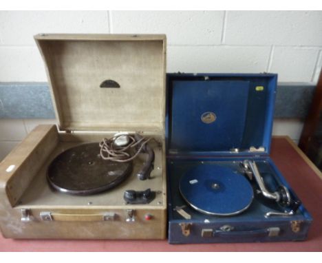 TWO EARLY RECORD PLAYERS, A Collaro De-Luxe Microgramme and a wind -up 'His Masters Voice' record player