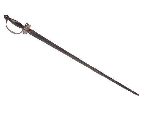 LATE 18TH/EARLY 19TH CENTURY COURT SWORD,unmarked, with leather wrapped grip, in stitched leather scabbard, 92.5cm long overa