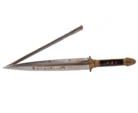 LATE 19TH/EARLY 20TH CENTURY RUSSIAN KINDJAL,the fullered blade stamped 'A&amp;K' and with further Cyrillic inscription, the 