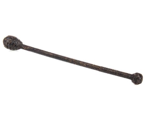 19TH CENTURY NAVAL PRESS GANG PERSUADER,formed with finely woven leather strip and weighted with lead to each end, 31cm long 