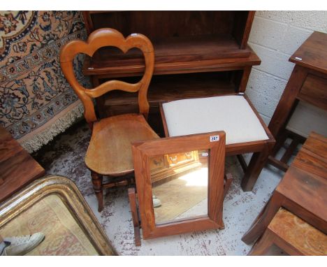 Sheesham wood mirror, stool & Victorian dining chair