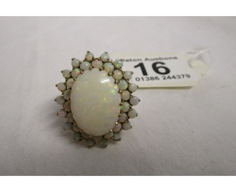 Large gold opal cluster ring