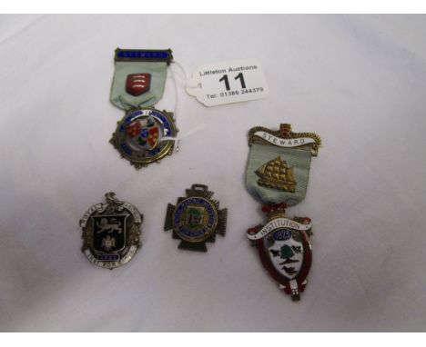 4 silver & enamel masonic medals