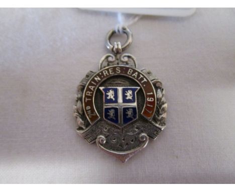 First World War enamelled silver watch chain fob medallion of the 2nd Training Reserve Battalion, bearing date 1917. [Based a