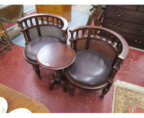 Pair of good quality tub chairs with tripod table