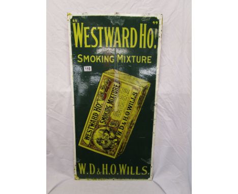 Early 20th Century W D & H O Wills 'Westward Ho' Smoking Mixture enamel advertising sign