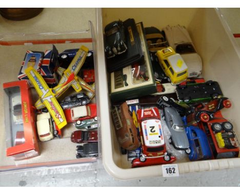 TWO CONTAINERS OF DIE-CAST MODEL VEHICLES including boxed set of 'Days Gone' commercial vehicles, Dinky Supertoys fire engine