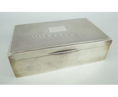 MODERN SILVER ENGINE TURNED TWO SECTION CIGARETTE BOX, Birmingham, makers mark H.C.D