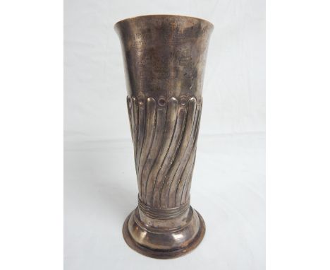 Silver stem vase, swirl decoration, trophy for Army & Navy Rifle Meeting, info rubbed, London 1901, 21.4cm h, 300g