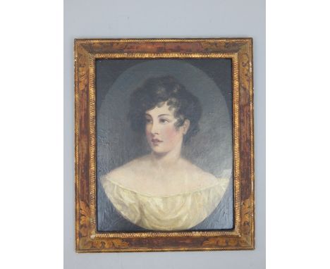 19th century English school, manner of Alan Ramsey, Portrait of a Woman, within a painted oval, oil on canvas, 49 x 39cm