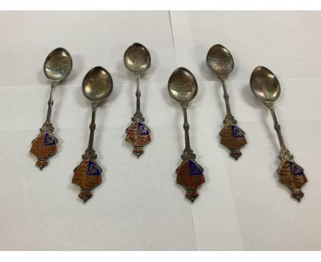 Set of silver and enamel coronation spoons