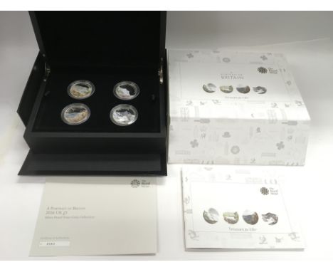 A Royal Mint 'A Portrait Of Britain' 2016 UK £5 silver proof four coin collection.