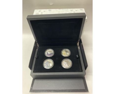 A Portrait of Britain, 2014 UK £5 silver proof four coin collection.