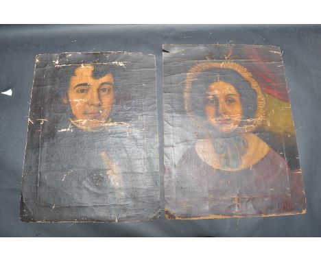 Two 18th century George IV oil on canvas&nbsp;portrait paintings. One picture depicting a young lady having a white bonnet an