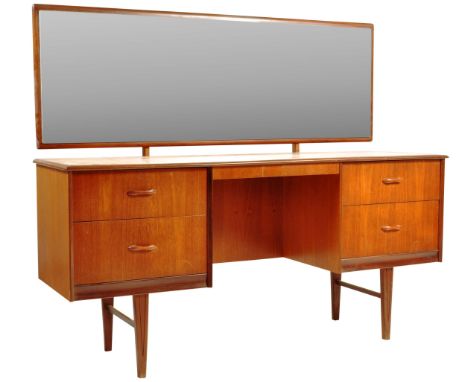 Nathan - British Modern Design - A retro vintage 1960's 20th century teak dressing table having a rectangular teak framed mir