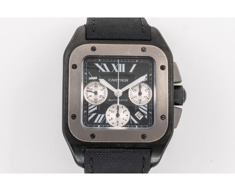 A CARTIER SANTOS 100 AUTO WATCHCartier Santos 100 1884465PX Watch,  model 3104. Engravings on rear casing as follows: SANTOS 