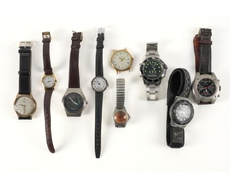 A BENTIMA STAR 21 9CT GOLD CASED GENTLEMAN'S WRISTWATCH AND EIGHT FURTHER WRISTWATCHES (9)The first with a signed jewelled le