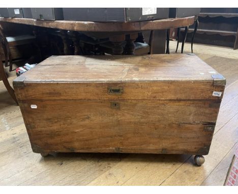 A brass bound camphorwood trunk, 100 cm wide, and another, 60 cm wide (2)Both in need of restoration, with alterations