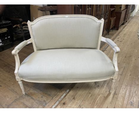 A painted wood framed sofa, 125 cm wide