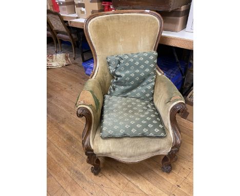 A Victorian mahogany framed armchair, and another (2)