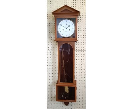 A Vienna regulator style Laterndluhr wall clock, the enamel dial signed Erwin Sattler, with a subsidiary second dial, in a ch