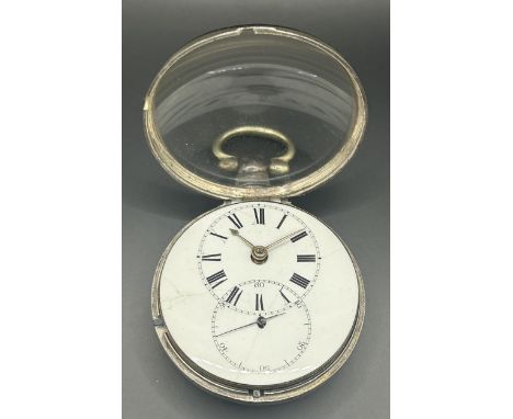 A George IV silver pair cased pocket watch, with conjoined dials for hours and seconds and a fusee movement, signed J Dean, L