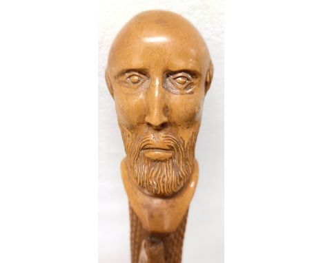 A good folk art walking stick, carved figures and animals, 97 cm  Provenance: Part of a single owner collection of walking st