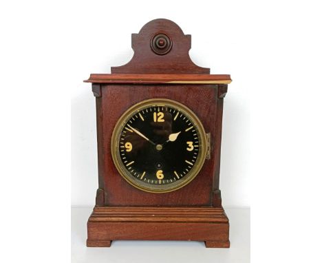 A mantel clock, with an eight day fusee movement, in a mahogany case, 21 cm wide