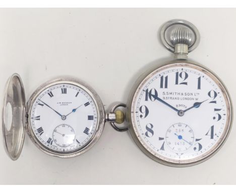 A silver half hunter pocket watch, and a Goliath pocket watch Smith &amp; Son, 9 The Strand, London (2)