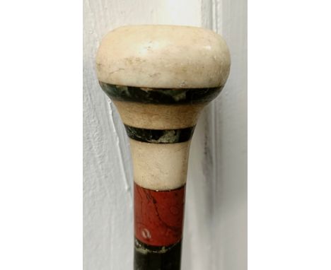 A good late 19th century multi-coloured hardstone walking stick, 89 cm  Provenance: Part of a single owner collection of walk