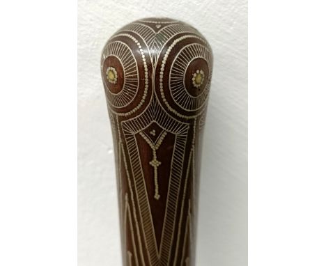 A good silver inlaid walking stick, 90 cm