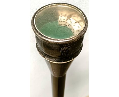 A George V novelty walking stick, with a silver handle inset dice, Birmingham 1921, 90 cm  Provenance: Part of a single owner