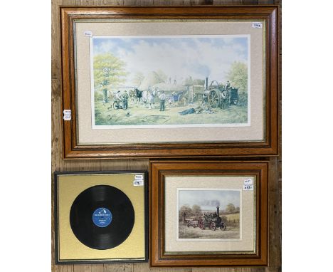 Richard Tuffin, Larking About, limited edition print, 60/350, 35 x 60 cm, another, 18 x 23 cm, and a framed Elvis Presley rec
