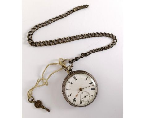 A silver open face pocket watch and an Albert