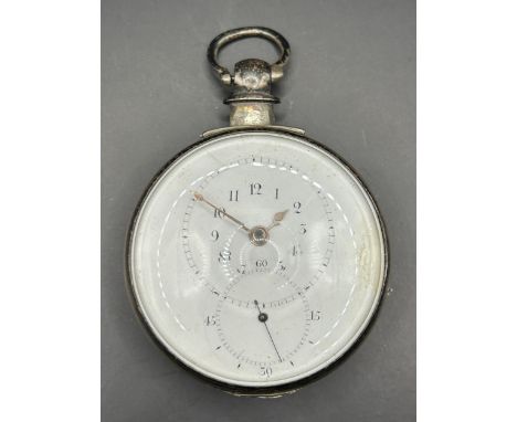 A George IV silver pair cased pocket watch, with twin conjoined dials for hours and seconds, the fusee movement signed Charle