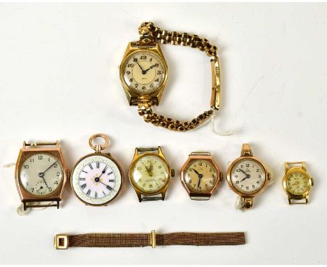 ZENITH; a 9ct gold cased wristwatch, the dial set with Arabic numerals, diameter 30mm, on a 9ct strap, approximate weight 27g