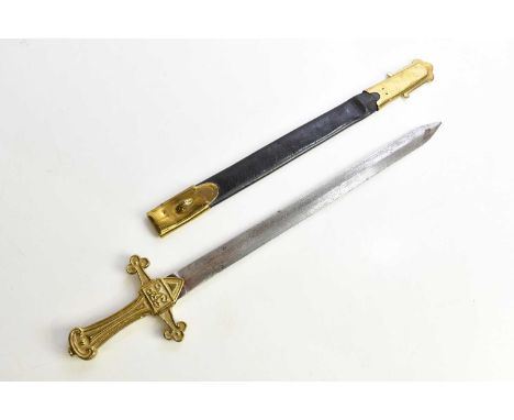 An 1856 pattern British bandsman's sword with brass handle, with scabbard. 