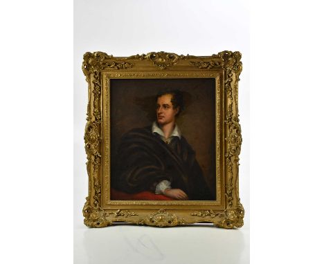 UNATTRIBUTED; oil on canvas, portrait of Lord Byron, unsigned, 34 x 30cm, framed.Condition Report: Cracking to the paint othe