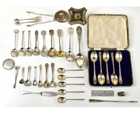 MARTIN, HALL &amp; CO; a Victorian hallmarked silver spoon with cast and chased decoration, and a collection of Victorian and