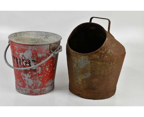 DURSLEY LISTER; a vintage milk pail and a vintage fire bucket (2).